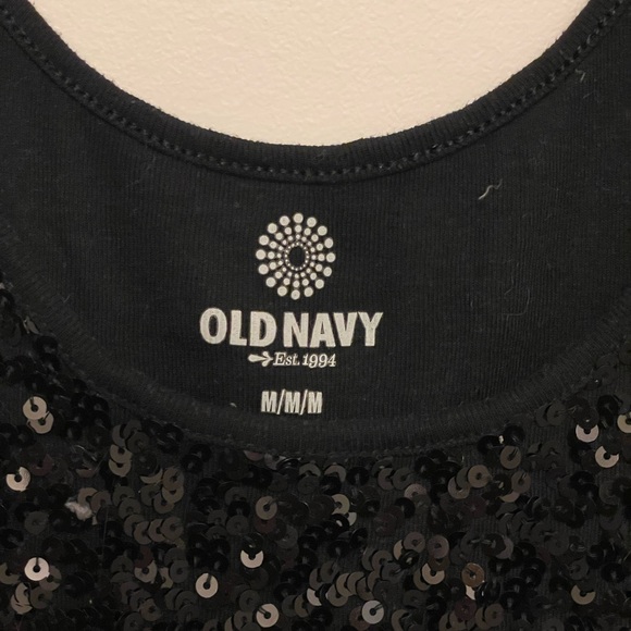 Black Old Navy Full Front Sequin Rib Tank Top, Size M - Picture 2 of 3